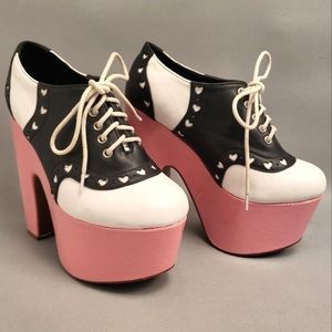 Sugar Thrillz Pink Platform Saddle Shoes